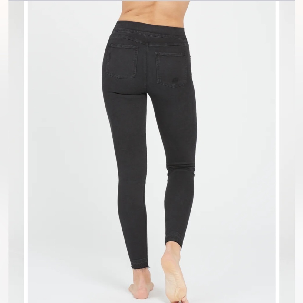 NWT Spanx Black distressed legging Jean denim ankle skinny - Picture 2 of 5